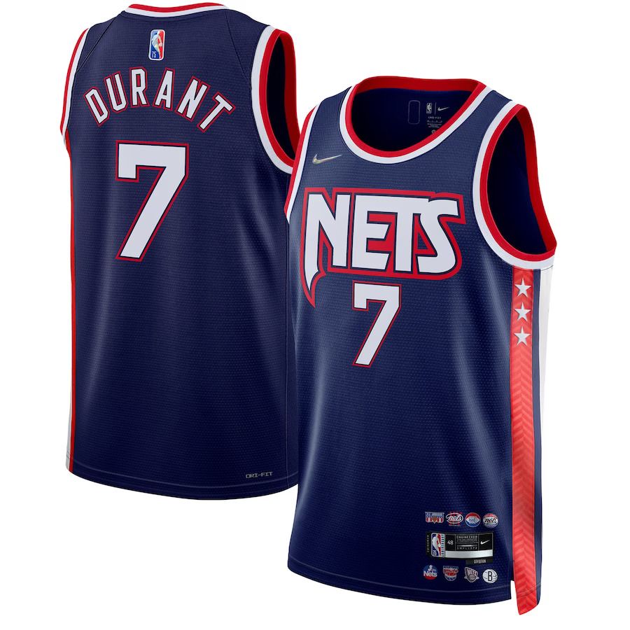 Men Brooklyn Nets 7 Kevin Durant Nike Navy City Edition Swingman NBA Jersey